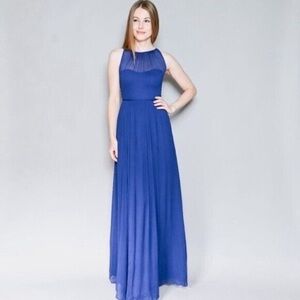 J.Crew NWT 100% Silk Navy Blue Long Maxi Length Gown Dress Chiffon Size 12